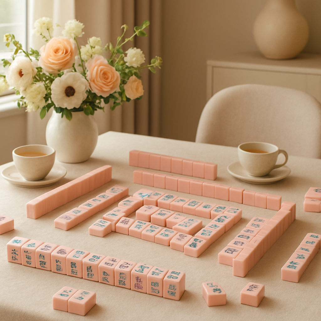 An elegant home table styled for a mahjong night